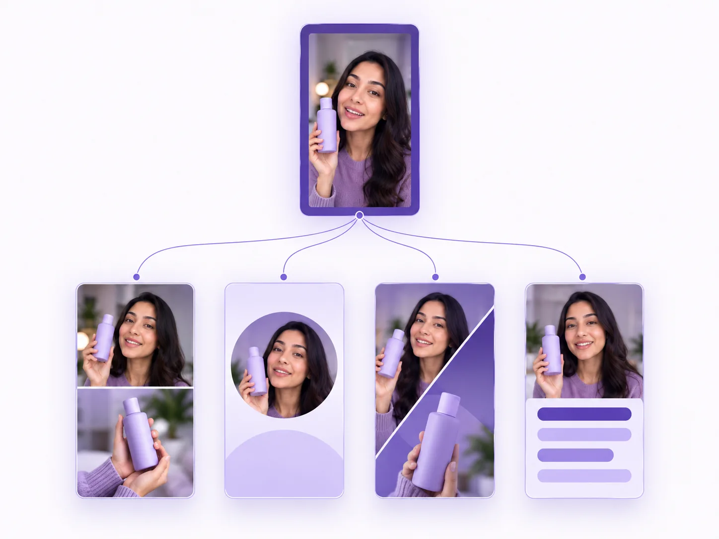One ad becoming four, each built in a visibly different shape